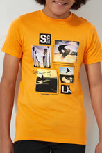 Load image into Gallery viewer, Redtag-Orange-Puff-&amp;-Digital-Print-T-Shirt-All-Over-Prints-Senior-Boys-9 to 14 Years
