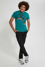 Load image into Gallery viewer, Redtag-Green-Flock-Controller-T-Shirt-All-Over-Prints-Senior-Boys-9 to 14 Years
