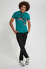 Redtag-Green-Flock-Controller-T-Shirt-All-Over-Prints-Senior-Boys-9 to 14 Years