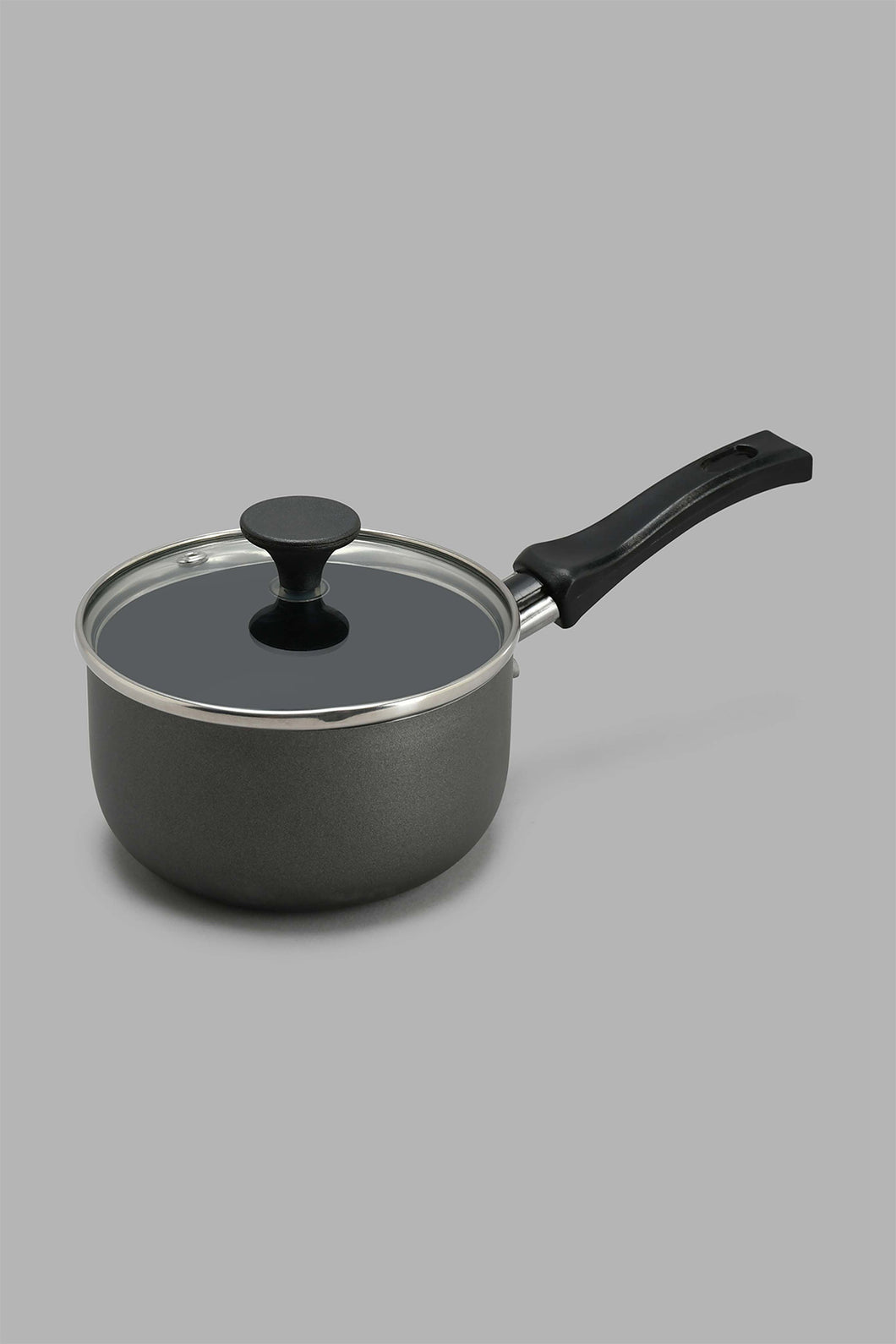 Redtag-Black-Aluminum-Non-Stick-Sauce-Pan-With-Glass-Lid-(12cm)-Pans-Home-Dining-