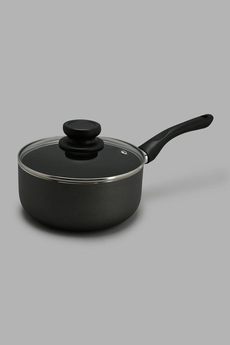 Redtag-Black-Aluminum-Non-Stick-Saucepan-With-Glass-Lid-(18cm)-Pans-Home-Dining-