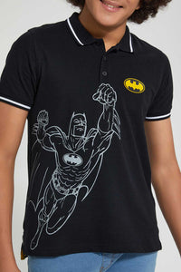 Redtag-Black-Batman-Polo-Polo-Shirts-Senior-Boys-9 to 14 Years