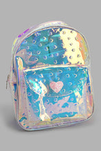 Load image into Gallery viewer, Redtag-Silver-Heart-Emboss-Backpack-With-Charm-Backpacks-Girls-
