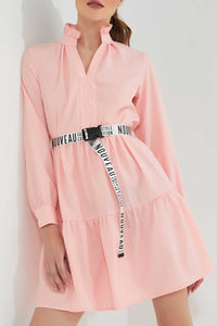 Redtag-Pink-Tiered-Dress-With-Belt-Dresses-Women's-