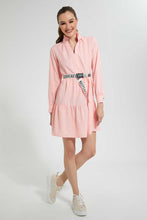 تنزيل الصورة على معرض الصور، Redtag-Pink-Tiered-Dress-With-Belt-Dresses-Women&#39;s-
