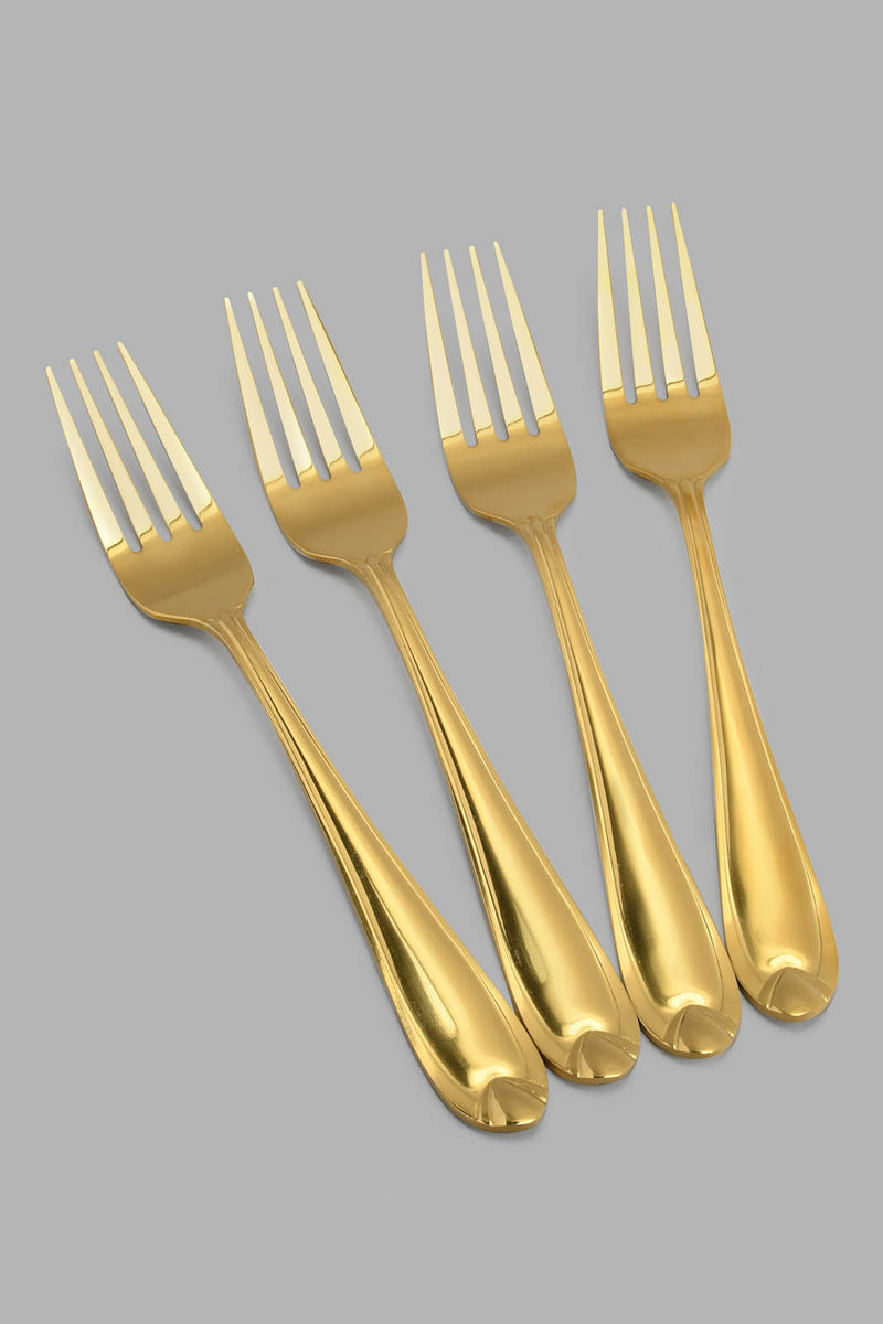 Redtag-Gold-Dinner-Fork-Set-(4-Piece)-Table-Fork-Home-Dining-