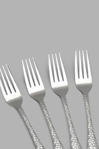 Redtag-Silver-Dinner-Fork-Hammered-Finish-Set-(4-Piece)-Table-Fork-Home-Dining-