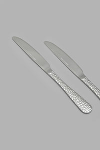 Redtag-Silver-Dinner-Knife-Hammered-Finish-Set-(2-Piece)-Dinner-Knives-Home-Dining-