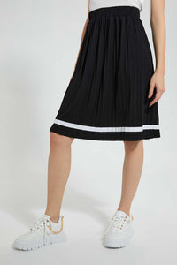 Redtag-Black-Pleated-Skirt-Skirts-Women's-