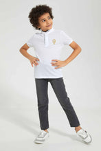 Load image into Gallery viewer, Redtag-White-Embroidered-Polo-Polo-Shirts-Boys-2 to 8 Years
