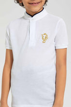 Load image into Gallery viewer, Redtag-White-Embroidered-Polo-Polo-Shirts-Boys-2 to 8 Years
