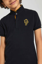 Load image into Gallery viewer, Redtag-Black-Embroidered-Polo-Polo-Shirts-Boys-2 to 8 Years
