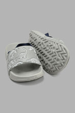 تنزيل الصورة على معرض الصور، Redtag-Grey-Dino-Print-Slide-With-Backstrap-Sliders-Boys-3 to 5 Years
