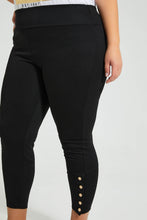 Load image into Gallery viewer, Redtag-Black-Legging-With-Buttons-At-Hem-Colour:Black,-Filter:Plus-Size,-LDP-Leggings,-New-In,-New-In-LDP,-Non-Sale,-S22B,-Section:Women,-TBL-Women&#39;s-
