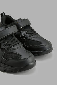 Redtag-Black-Triple-Black-Trekker-Sneakers-Boys-3 to 5 Years