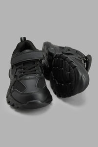 Redtag-Black-Triple-Black-Trekker-Sneakers-Boys-3 to 5 Years