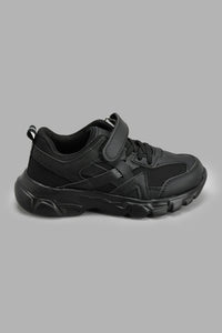 Redtag-Black-Triple-Black-Trekker-Sneakers-Boys-3 to 5 Years