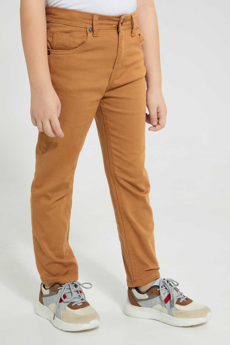 Redtag-Stone-Coloured-Twill-Stretch-Jean-Jeans-Regular-Fit-Boys-2 to 8 Years