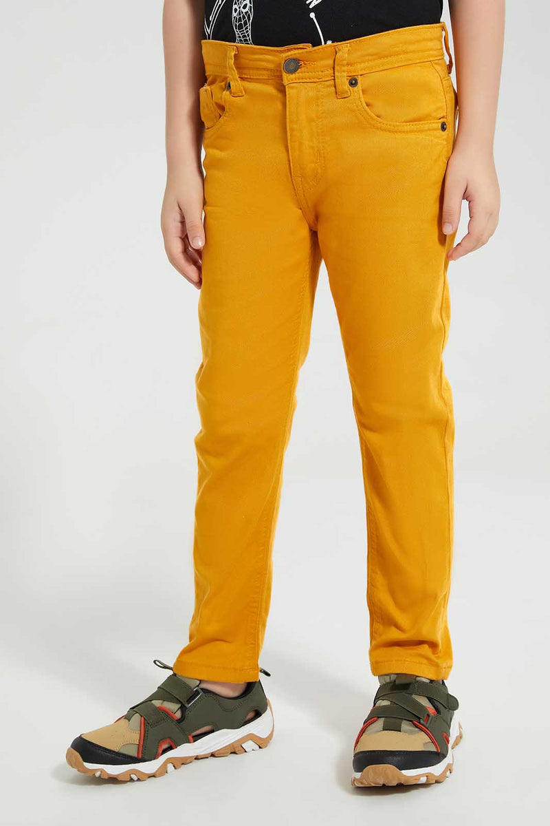 Redtag-Yellow-Coloured-Twill-Stretch-Jean-Jeans-Regular-Fit-Boys-2 to 8 Years