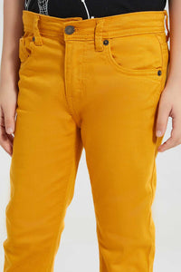 Redtag-Yellow-Coloured-Twill-Stretch-Jean-Jeans-Regular-Fit-Boys-2 to 8 Years