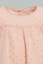 Load image into Gallery viewer, Redtag-Gold-Foil-Print-Polka-Aop-Front-Gather-Dress-Dresses-Infant-Girls-3 to 24 Months
