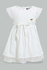 Redtag-Ivory-Mesh-Sleeves-And-Hem-Dress-Dresses-Infant-Girls-3 to 24 Months