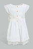 Redtag-Ivory-Mesh-Sleeves-And-Hem-Dress-Dresses-Infant-Girls-3 to 24 Months