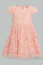 Load image into Gallery viewer, Redtag-Coral-Lace-Gather-Waist-Dress-Dresses-Infant-Girls-3 to 24 Months
