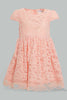 Redtag-Coral-Lace-Gather-Waist-Dress-Dresses-Infant-Girls-3 to 24 Months