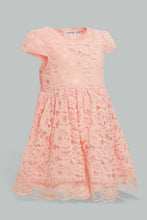 Load image into Gallery viewer, Redtag-Coral-Lace-Gather-Waist-Dress-Dresses-Infant-Girls-3 to 24 Months
