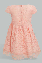 Load image into Gallery viewer, Redtag-Coral-Lace-Gather-Waist-Dress-Dresses-Infant-Girls-3 to 24 Months
