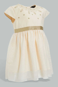Redtag-Coral-Glittered-Mesh-Dress-Dresses-Infant-Girls-3 to 24 Months