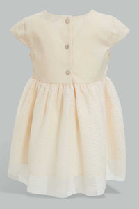 Redtag-Coral-Glittered-Mesh-Dress-Dresses-Infant-Girls-3 to 24 Months