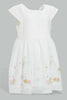 Redtag-White-Floral-Embellished-Mesh-Detailed-Dress-Dresses-Infant-Girls-3 to 24 Months