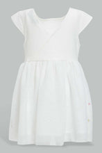 Load image into Gallery viewer, Redtag-White-Floral-Embellished-Mesh-Detailed-Dress-Dresses-Infant-Girls-3 to 24 Months
