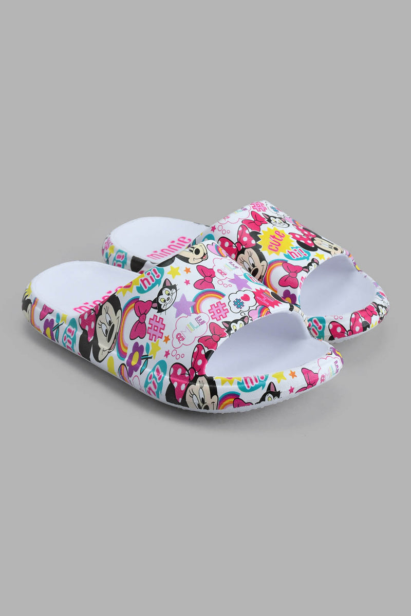 Redtag-White-Minne-Character-Print-Slide-Slides-Girls-3 to 5 Years