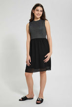 تنزيل الصورة على معرض الصور، Redtag-Black/Silver-Mettalic-Dress-Dresses-Senior-Girls-9 to 14 Years
