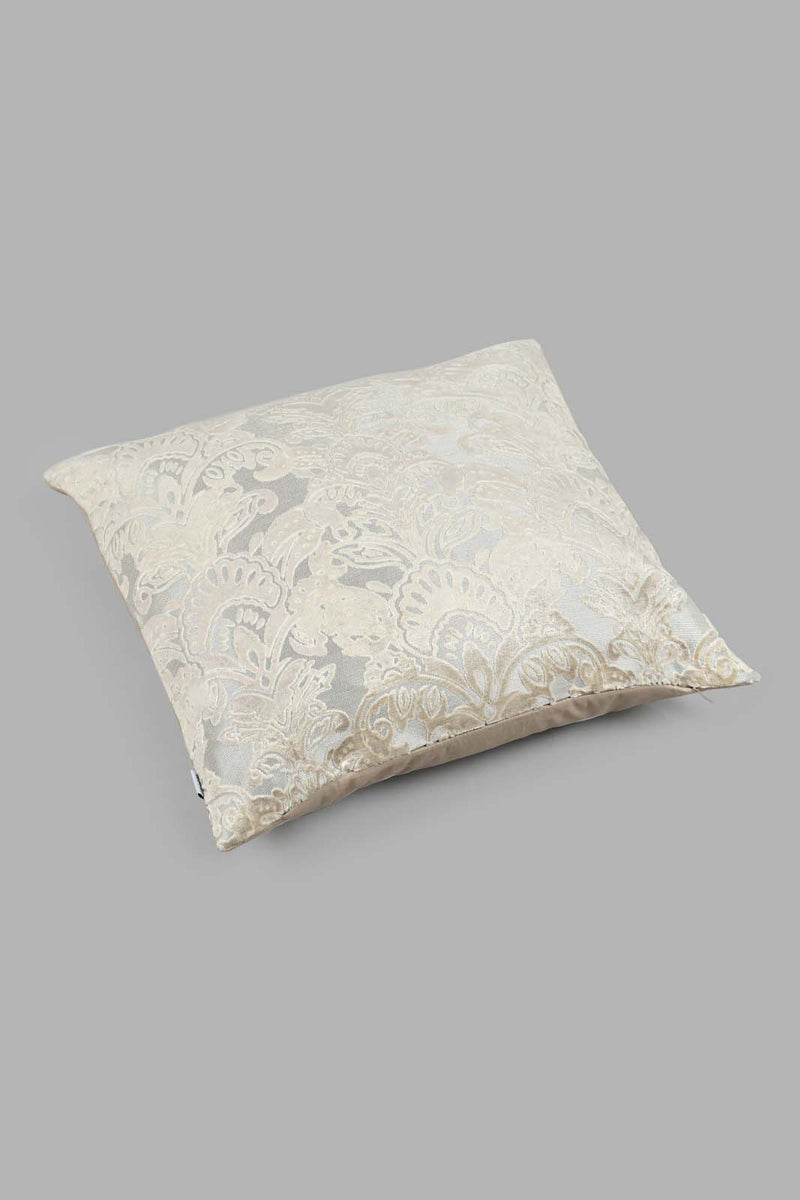 Redtag-Beige-Floral-Cut-Velvet-Jacquard-Cushion-Cushions-Home-Bedroom-