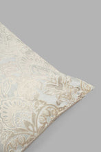 تنزيل الصورة على معرض الصور، Redtag-Beige-Floral-Cut-Velvet-Jacquard-Cushion-Cushions-Home-Bedroom-
