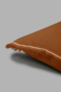 Redtag-Brown-Plain-Cushion-With-Fringes-Cushions-Home-Bedroom-