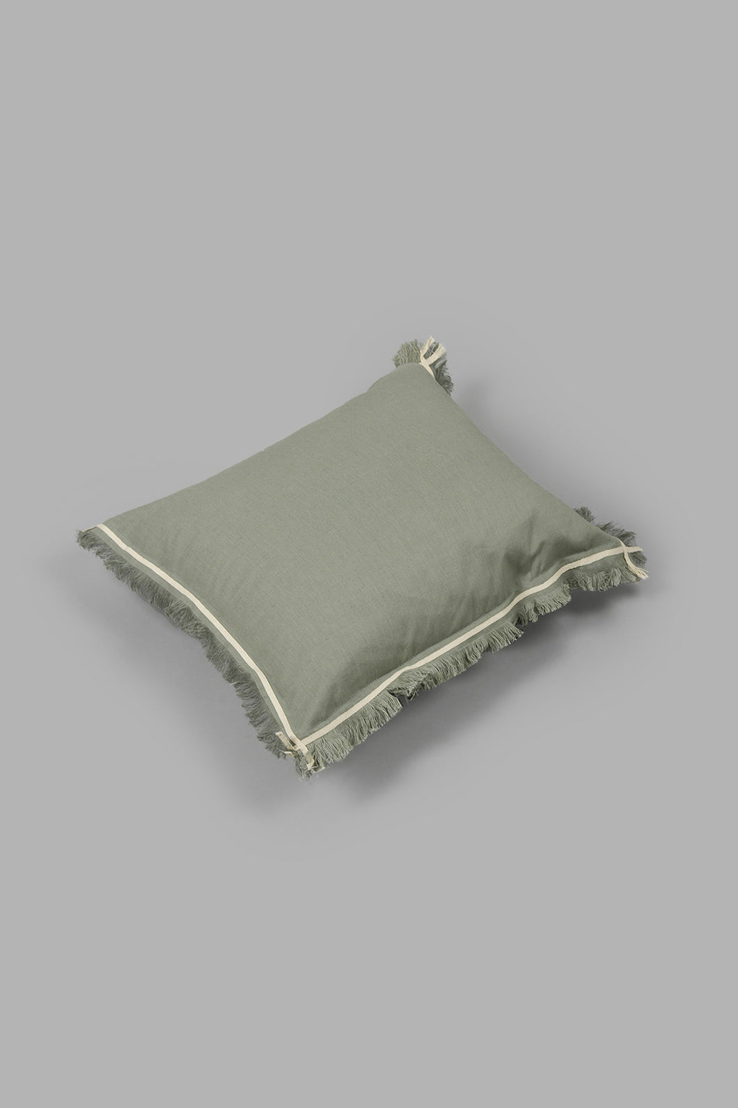 Redtag-Grey-Plain-Cushion-With-Fringes-0,-Colour:Grey,-Filter:Home-Bedroom,-HMW-BED-Cushions,-New-In,-New-In-HMW-BED,-Non-Sale,-S22B,-Section:Homewares-Home-Bedroom-