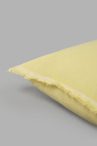 Redtag-Yellow-Plain-Cushion-With-Fringes-0,-Colour:Yellow,-Filter:Home-Bedroom,-HMW-BED-Cushions,-New-In,-New-In-HMW-BED,-Non-Sale,-S22B,-Section:Homewares-Home-Bedroom-