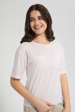 Load image into Gallery viewer, Redtag-Pink-Jacquard-Boxy-Top-Plain-Senior-Girls-9 to 14 Years
