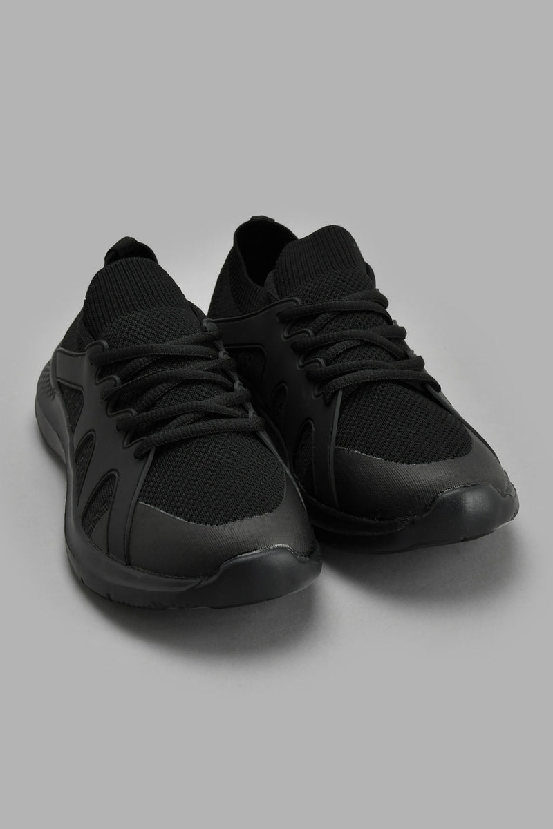 Redtag-Black-Rubber-Overlay-Sneaker-Sneakers-Senior-Boys-5 to 14 Years