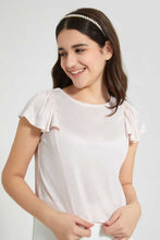 Load image into Gallery viewer, Pink Metallic Ruffled Sleeve Top
