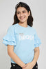 Redtag-Lt-Blue-Ruffled-Sleeve-Pearl-Top-Embellished-Senior-Girls-9 to 14 Years