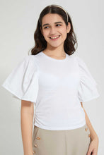 تنزيل الصورة على معرض الصور، Redtag-White/Floral-Dobby-Ruffled-Sleeve-Dress-Dresses-Senior-Girls-9 to 14 Years
