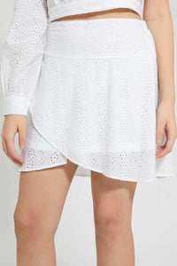 Redtag-White-Chiffly-Skirt-Skirts-Senior-Girls-9 to 14 Years