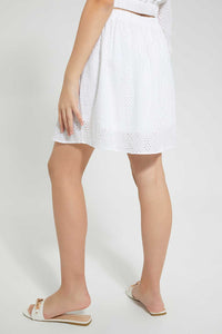 Redtag-White-Chiffly-Skirt-Skirts-Senior-Girls-9 to 14 Years