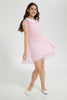 Redtag-Pink/Silver-Foil-Floral-Peter-Pan-Collar-Mesh-Dress-Dresses-Senior-Girls-9 to 14 Years